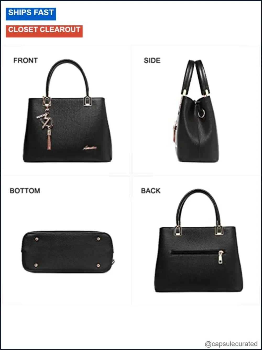 Faux Leather Satchel Tote Women's Handbag Shoulder Bag Purse